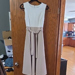 Calvin Klein White and Cream Midi Dress